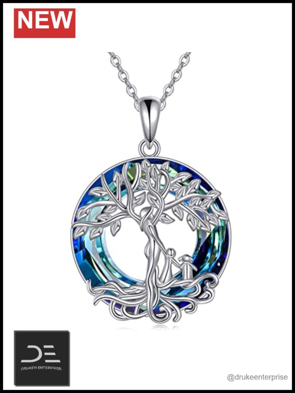 Sterling Silver Tree of Life Pendant Necklace for Women Adjustable 18"